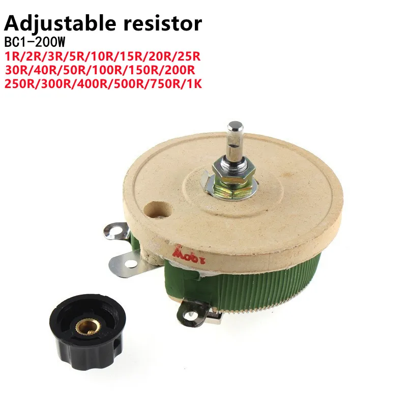 

200W BC1 High Power Rheostat Rotary Variable Wire Wound Disc Shape Adjustable Resistor Sliding 1R 2R 3R 5R 10R 15R 20R 25R 30R