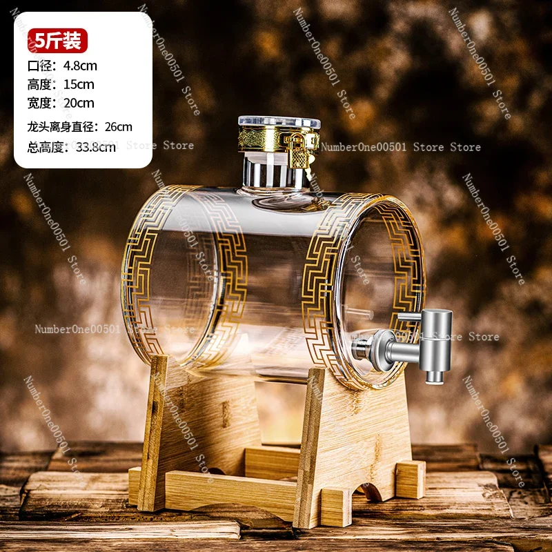 

Thickened Sparkling Wine Glass Bottle With Faucet 5kg 10kg Wine Tank For Home Bar Brewing Storage Party Dispenser -001