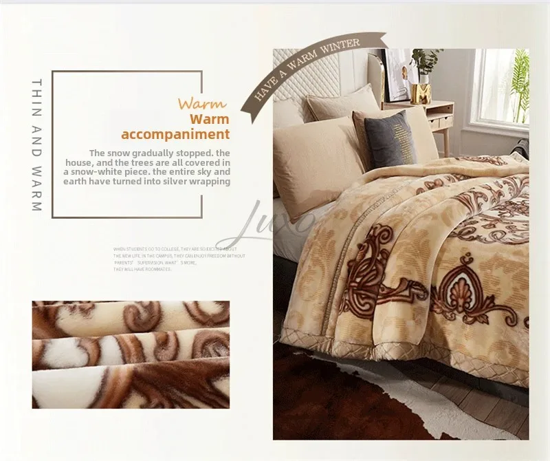 New Warm Weighted Blankets for Beds High End Thicken Warmth Raschel Blanket for Winter Autumn Double Side Plush Comforter Quilt