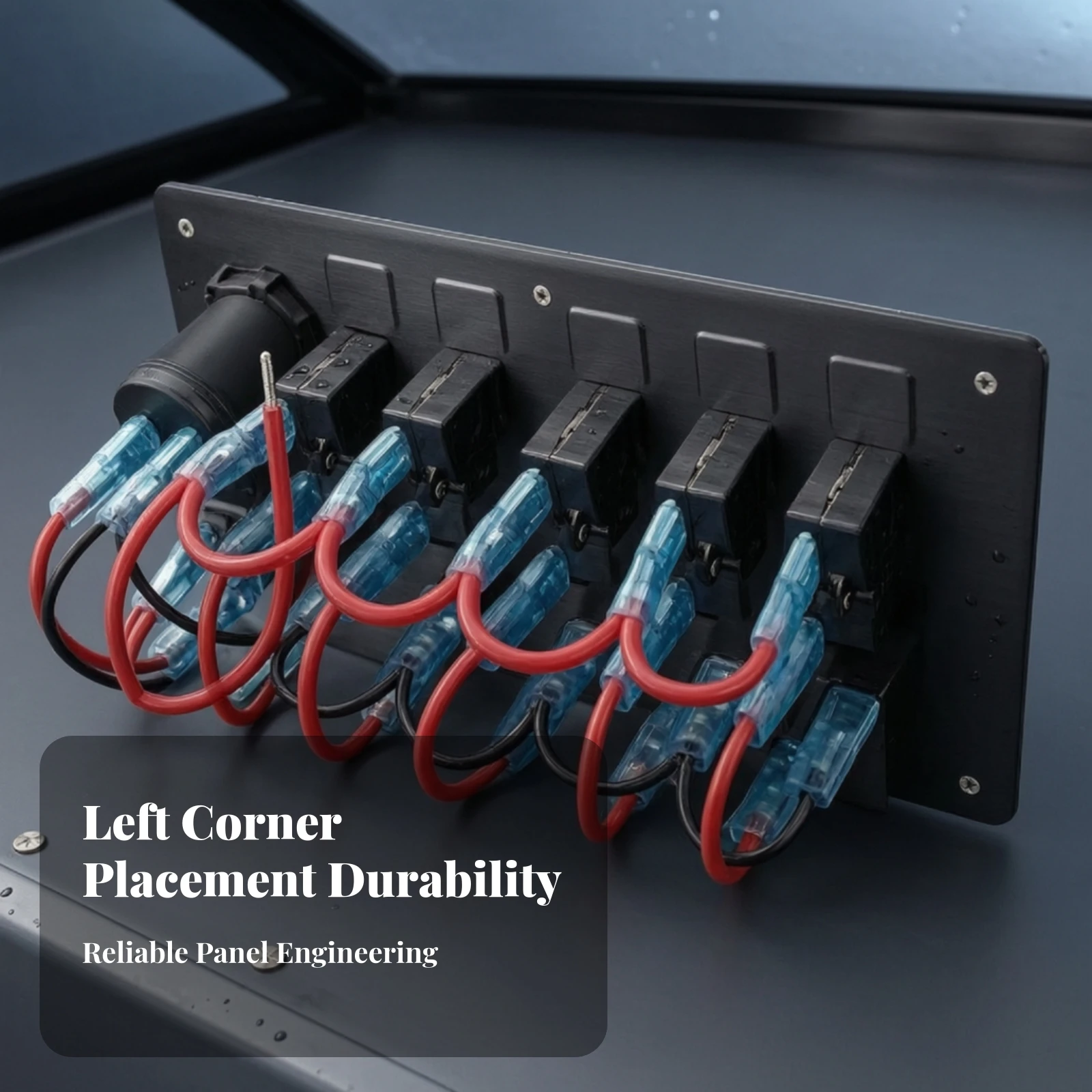 DC Distribution Panel Marine-Style Aluminum Switch Panel with 12V Socket Compact Indicator Light for Boat Builders, RV Van