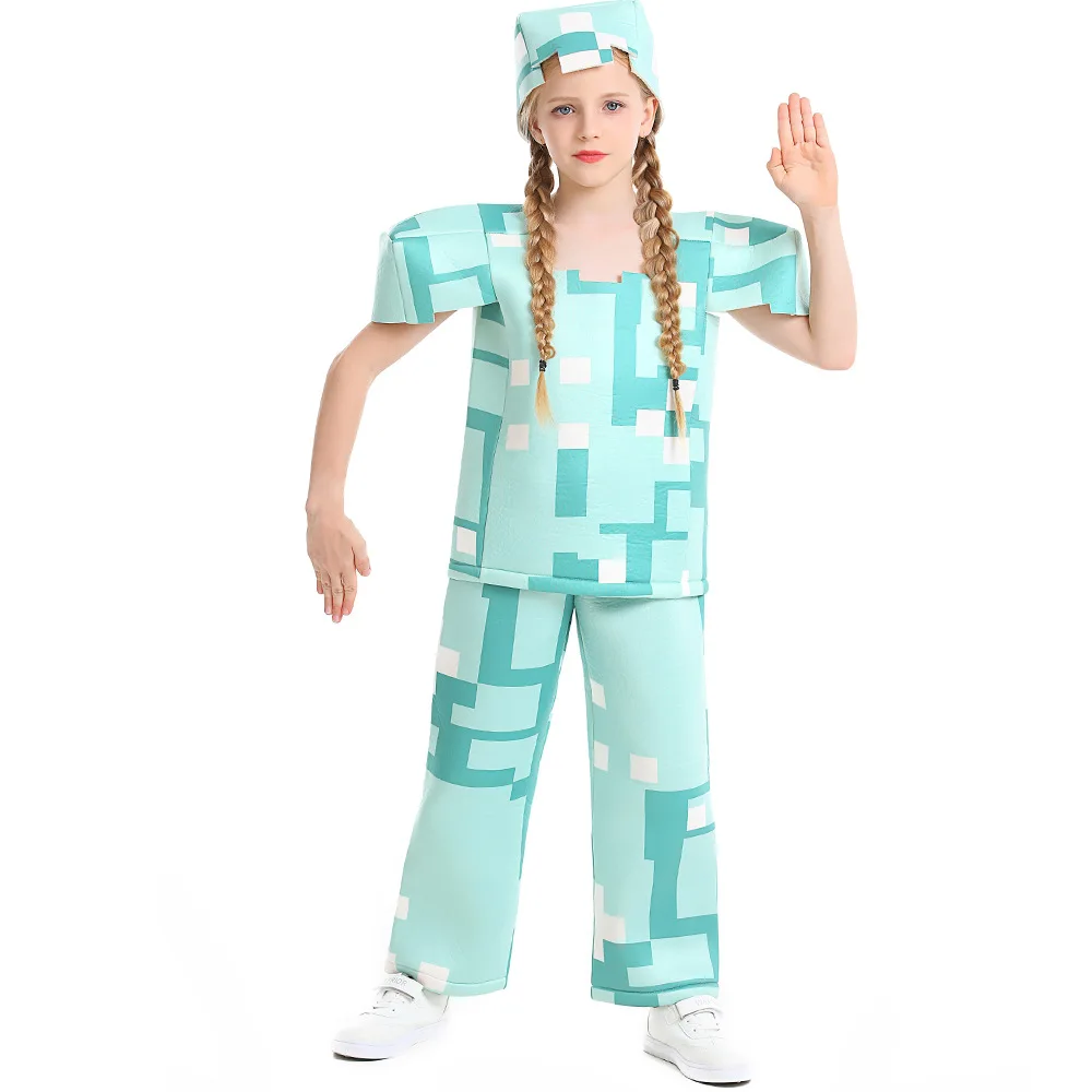 World of Warcrt Steve Island Survival MC Sandbox Game Children Role Play loween Cosplay Clothes Ethnic Stage Costume