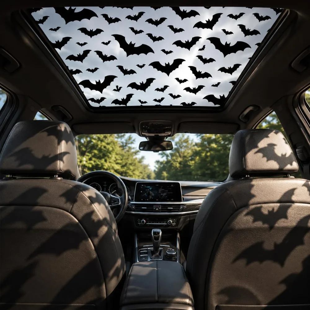 Halloween Car Sunroof Stickers Gothic Spider Web Bat Removable Vinyl Decals Film for SUV Sedan Party Decoration