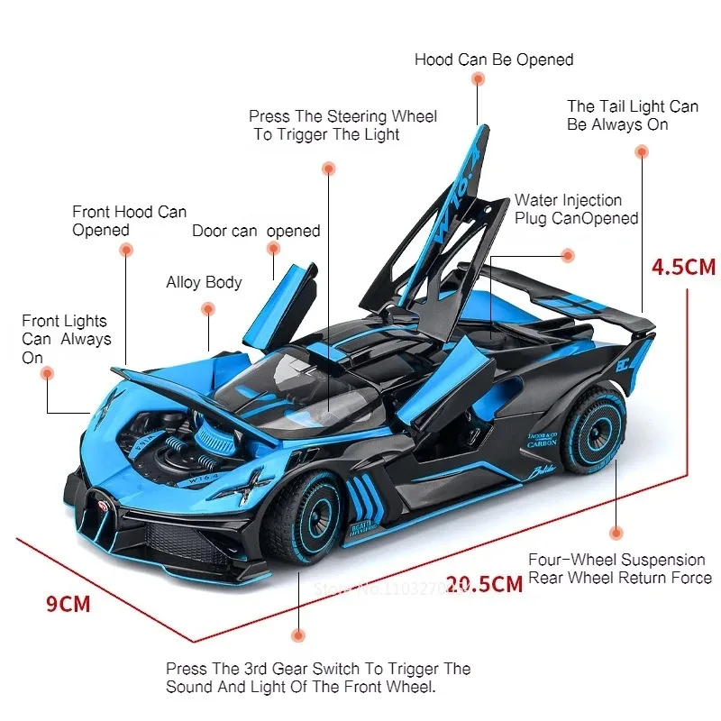 1:24 Bolide Revuelto Legierung Modell Diecast Auto Spielzeug Türen Geöffnet Sound Licht Zurückziehen Miniatur Fahrzeug Junge Erwachsene Geburtstag Geschenk – Detail 3