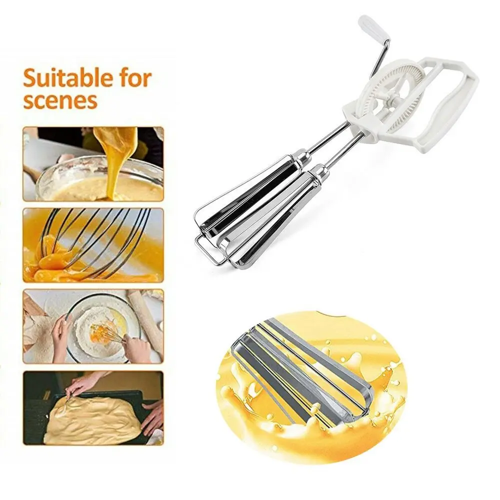 Rotary Manual Hand Whisk Egg Beater Stainless Steel Mixer Blender Kitchen Tools Home Whipper