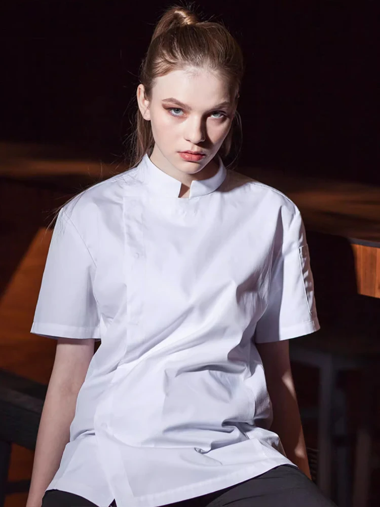 Zomer Koksjas Restaurant Keuken Chef Werkuniform Ober Werkshirt Koken Kostuum Kapper Catering Bakkerij Werkkleding