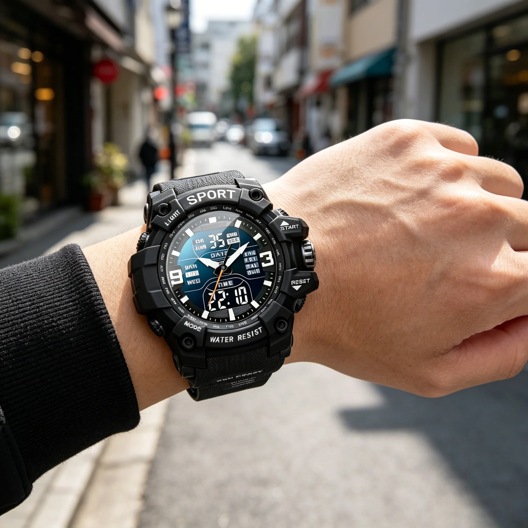 Trendy Junior High School Student Sports Electronic Watch, Fashionable Men's Large Dial Watch