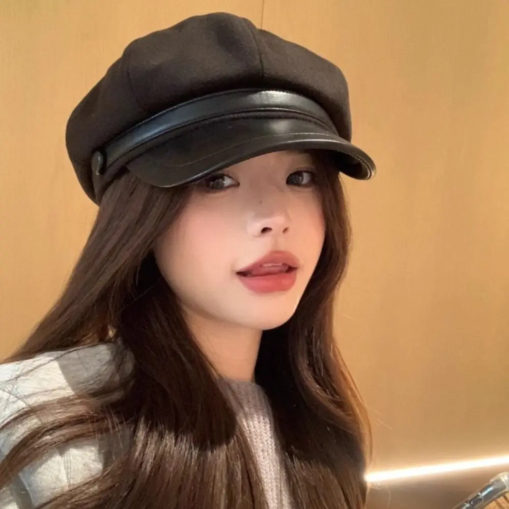 قبعة بيريه شتوية صوفية قابلة للتعديل، قبعة عتيقة قابلة للتنفس لموزع الصحف، قبعة يقطين دافئة وأنيقة للنساء