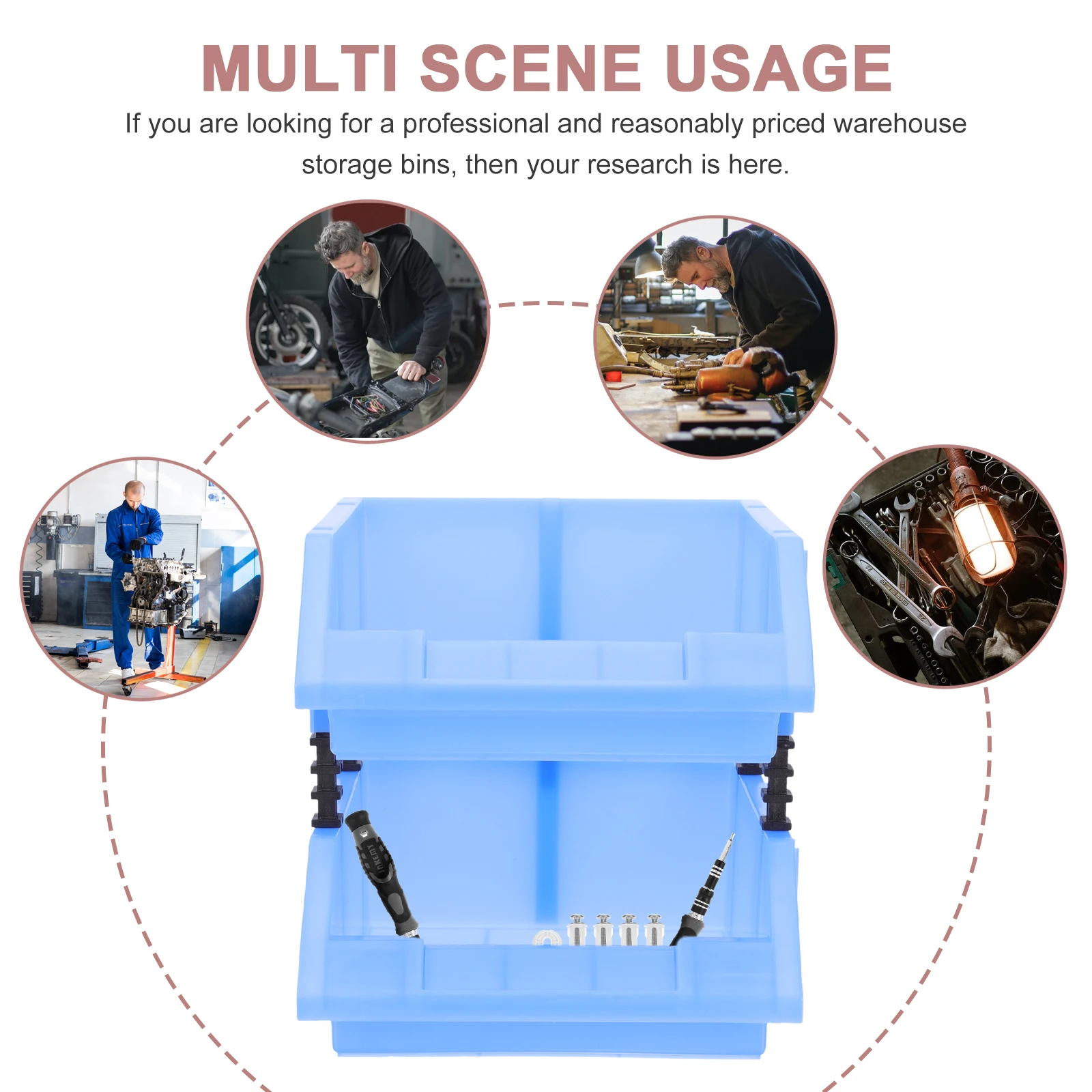 

1 set Plastic Storage Boxes Stackable Bins Container Organizer Nesting Shelf Supplies Tool Cabinet Durability