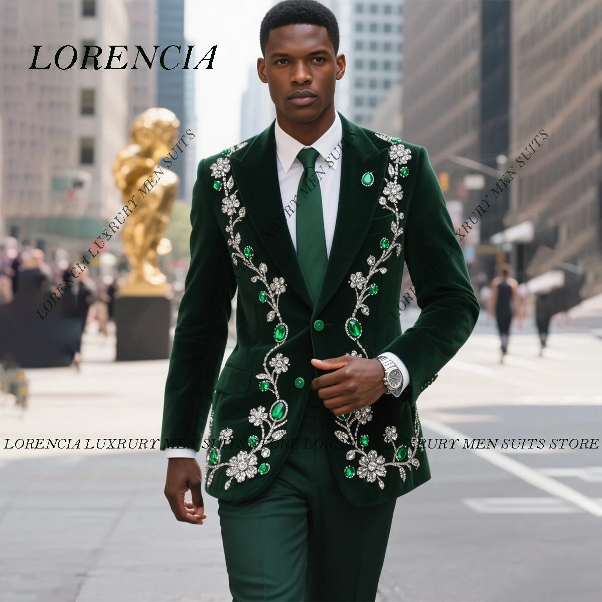 

Customized 2025 Luxury Diamond Ornament Men Suit 2 Pieces Sets Groom Male Blazers Wedding Tuxedos Formal Slim Fit Costume Homme