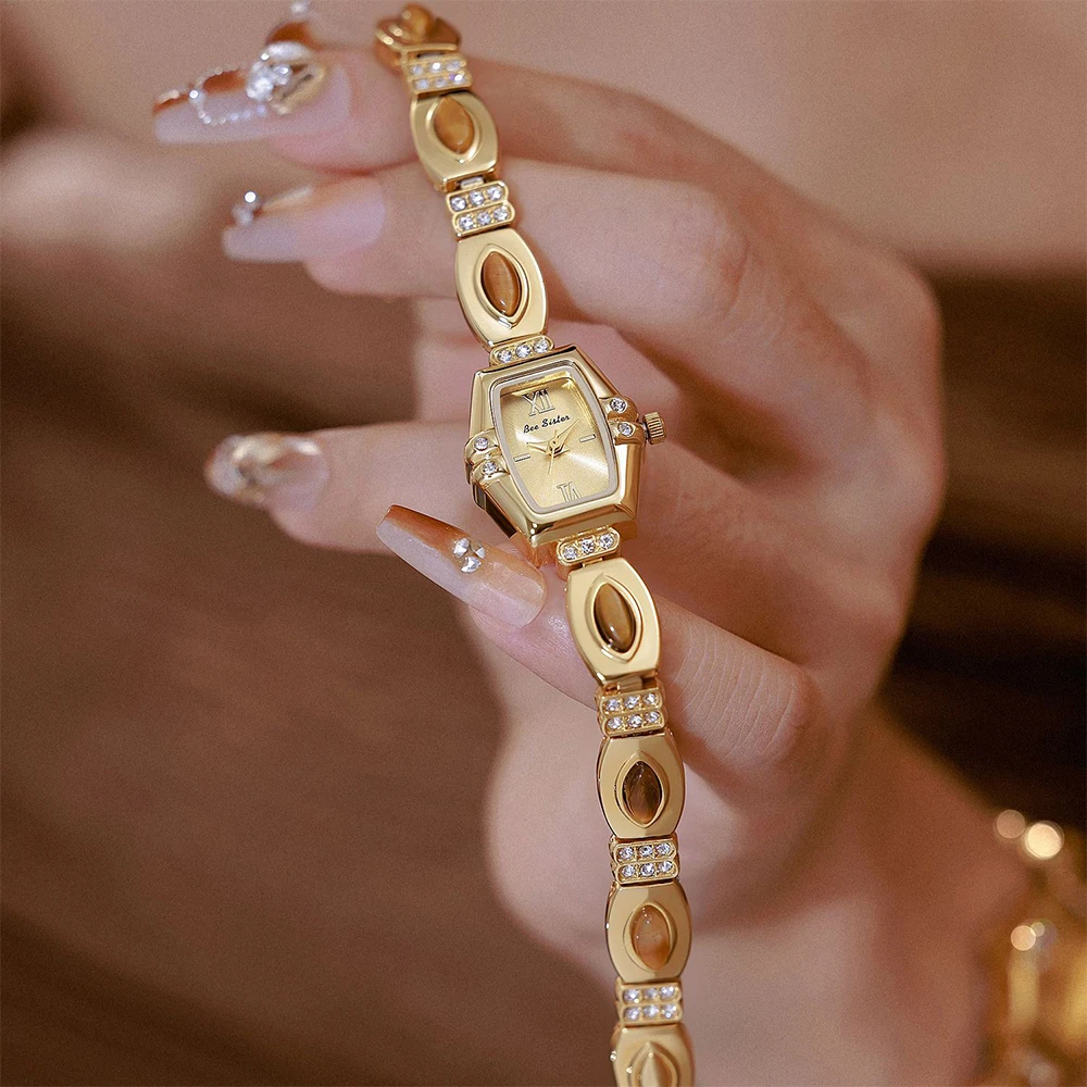 BS Bee Sister Fashion Quartz Women Watches Tonneau Dial Alloy Luxury Vintage Watch For Woman New Gifts