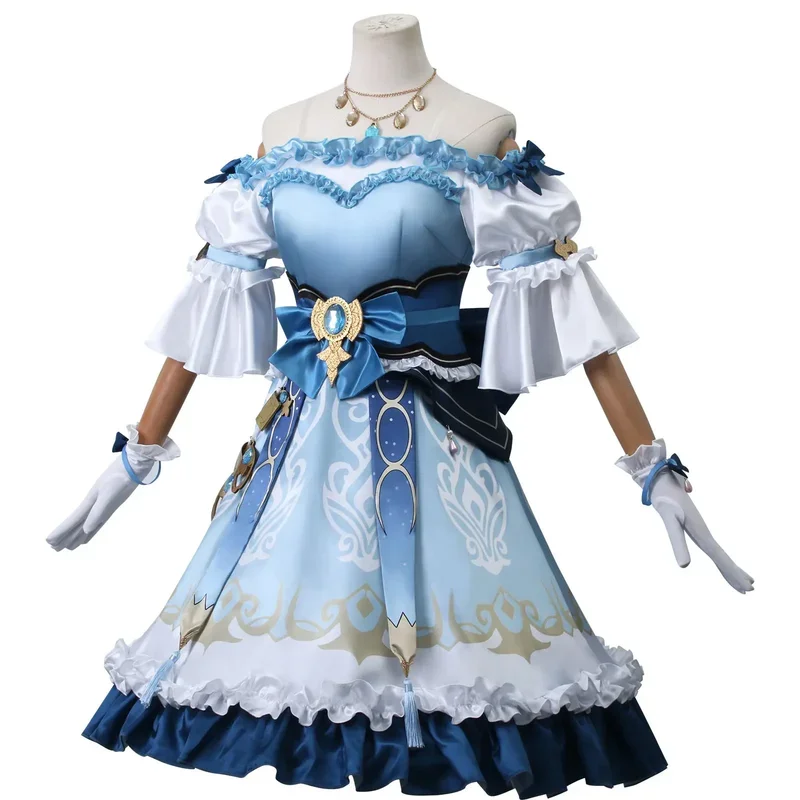 Nicou new cosplay costume Genshin impact cosplay costume Lolita girls daily wear blue dress maid Carnival party suit