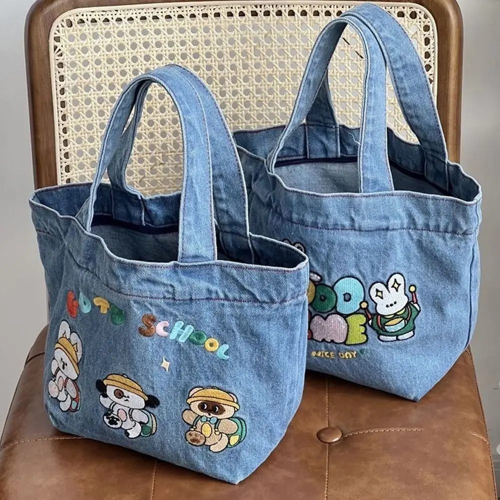

Shopping Bag Rabbit Shoulder Bag Dog Denim Cloth Work Tote Bag Large Capacity Cartoon Make Up Bags Streetwear