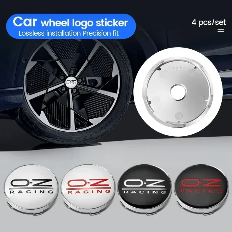 4pcs 60MM Car OZ Racing Logo Styling Wheel Center Hub Caps Sticker Accessorie