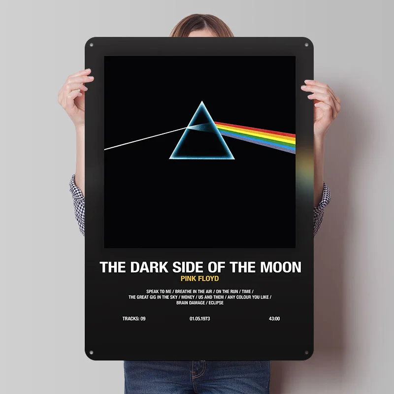 الوردي فلويد - الجانب المظلم من القمر ملصق معدني علامات معدنية جدار الفن مكتب ديكور مخصص القصدير تسجيل للديكور المنزل عصا ديكو