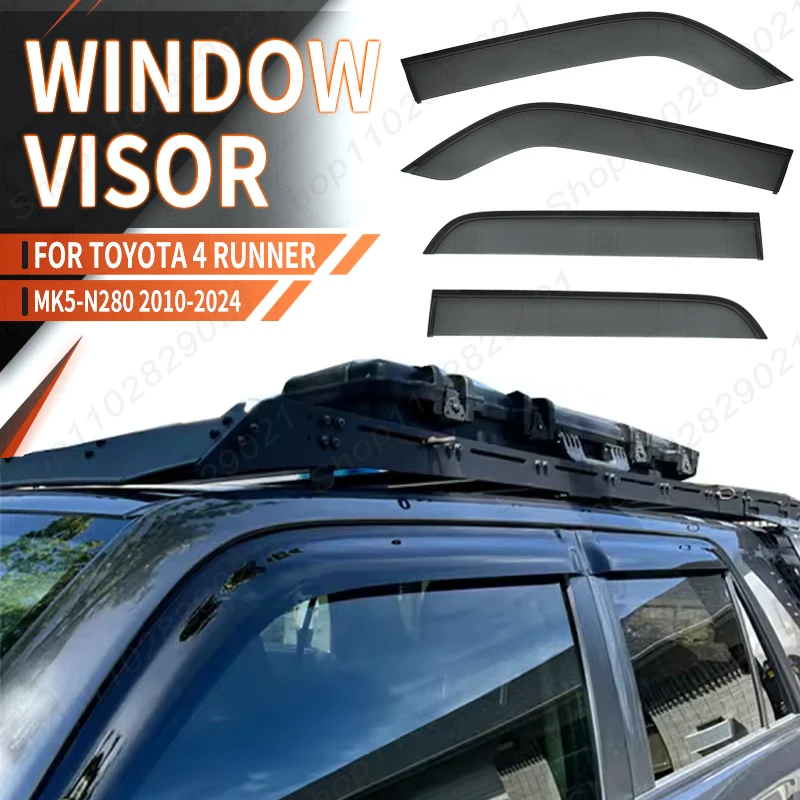4Pcs Window Visor For Toyota 4Runner MK5-N280 2010-2024 Weathershield Sun Rain Deflector Guard Car Window Deflector 2011 2012