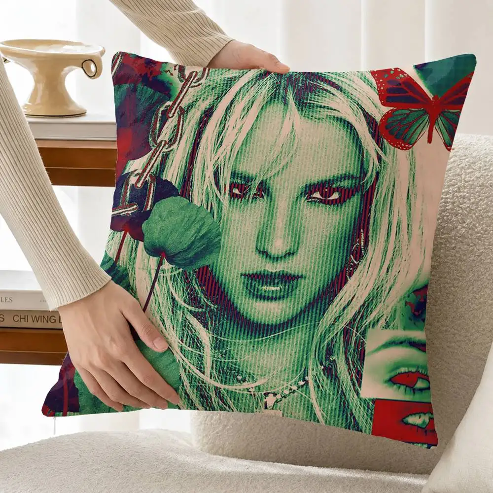 Beautiful 90s Pop Diva B-Britney Spears Customizable Square Pillow case Double Sided Print Sofa Bedroom Decor Cushion Cover