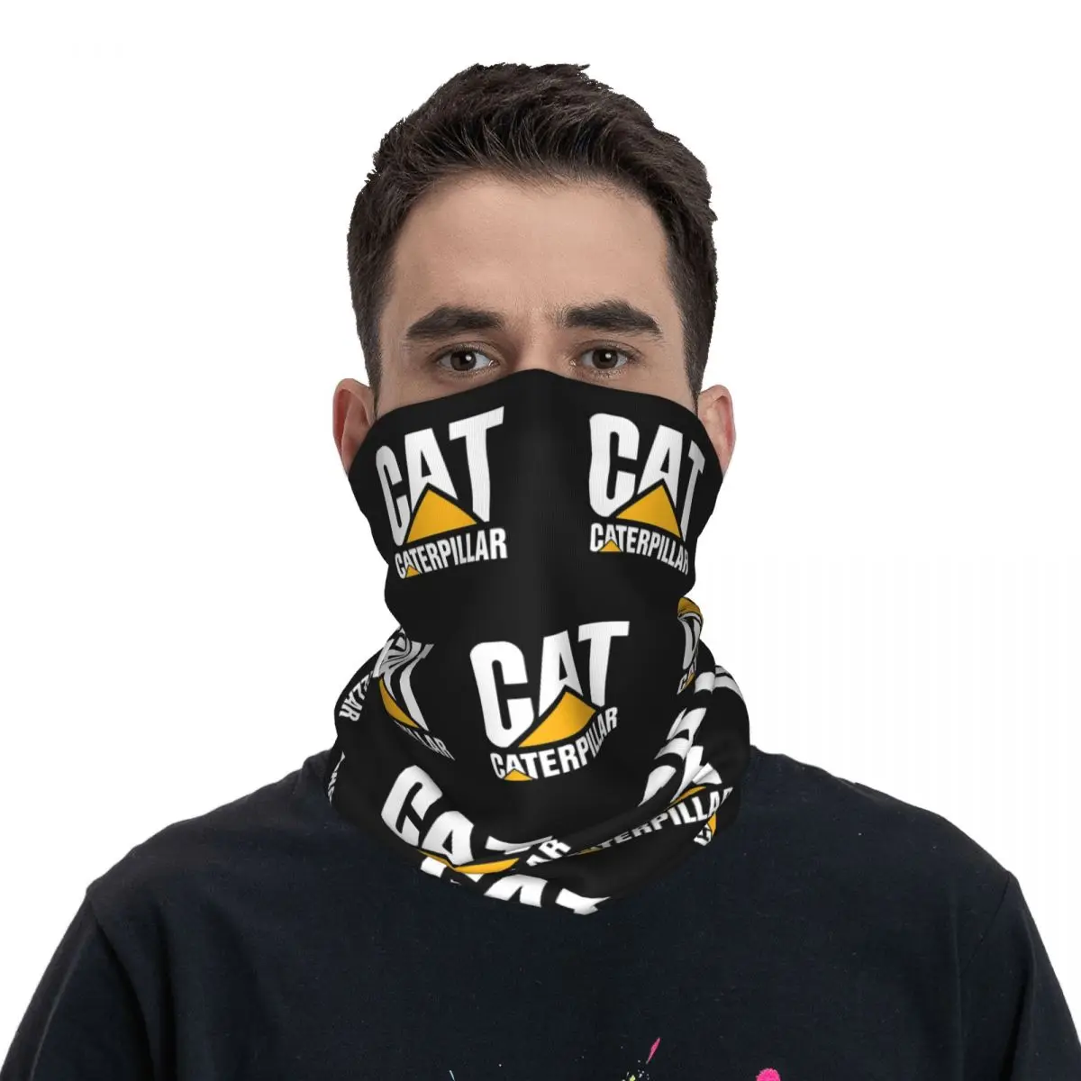 CAT Letter LOGO Bandana Neck Cover Printed Balaclavas Wrap Scarf Warm Cycling Running Unisex Adult Windproof