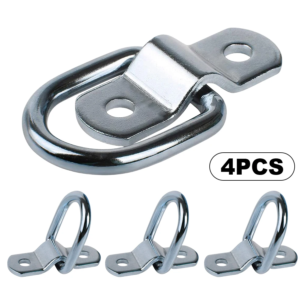 4Pcs 3/8 Truck Bed Anchors 2400LBS Tie Down Ring Goods Tie Down Surface Mount D-Ring for Trailers Trucks RV Camper Surface Mount