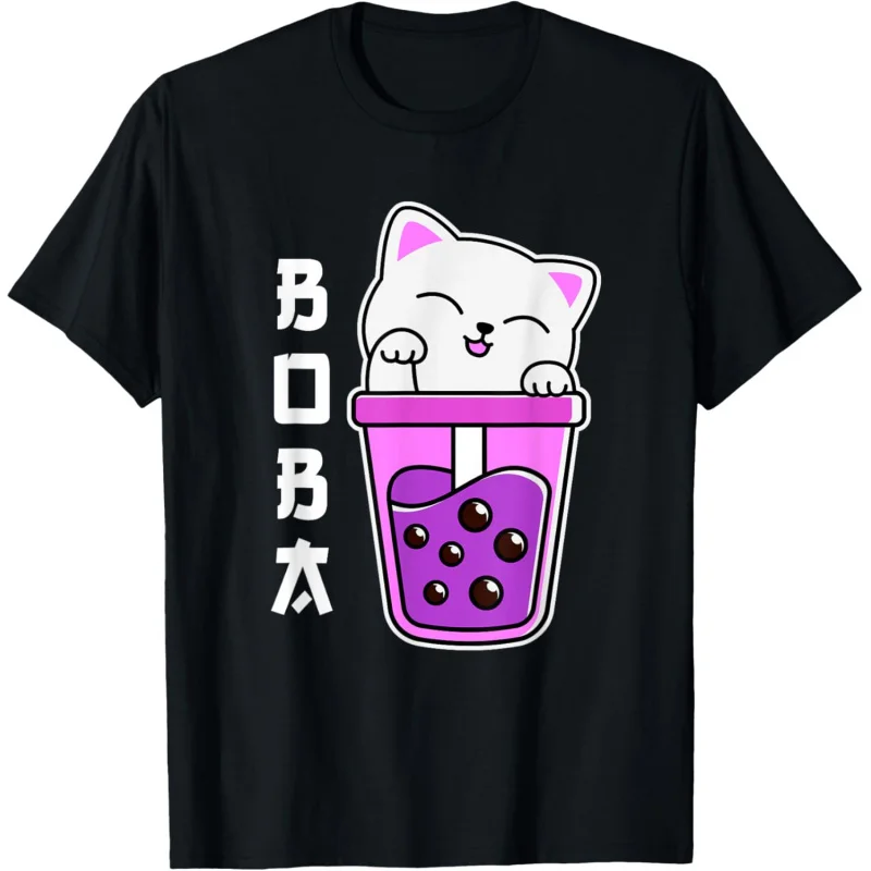 

Cat Boba anime bubble tea Neko girls Kawaii girls teen T-shirt