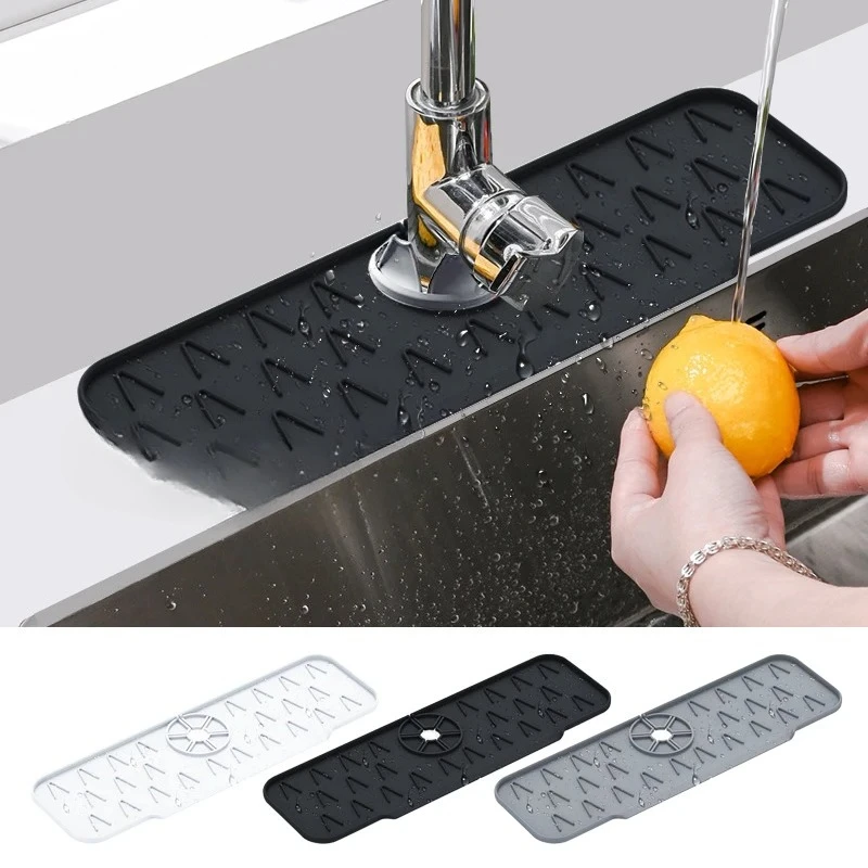 

Kitchen Sink Splash Guard, Faucet Mat Splash Catcher, Handle Drip Catcher Tray, Multipurpose for Kitchen Dish Drying Mats Sponge