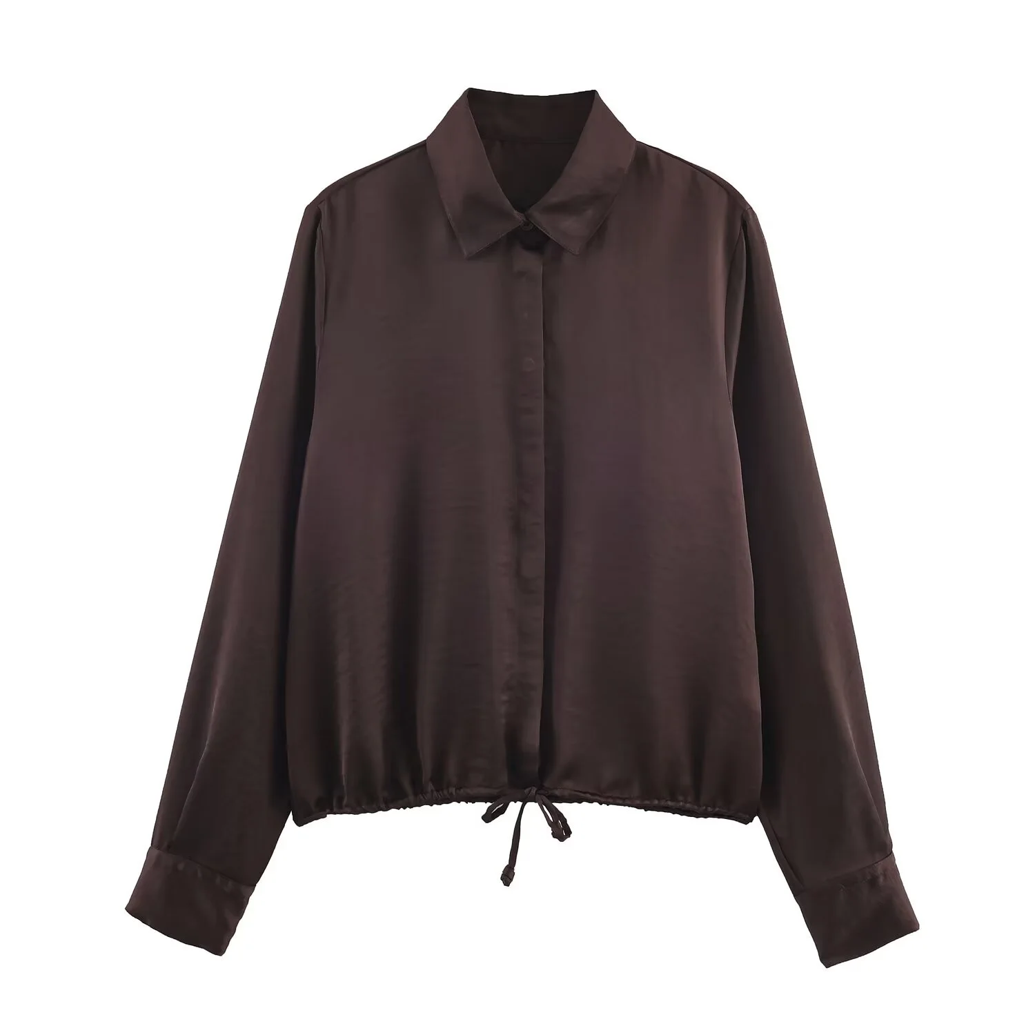

2025 Winter New Women's Casual Fashionable Simple Loose Elegant Versatile Button-Down Satin Texture Shirt Top