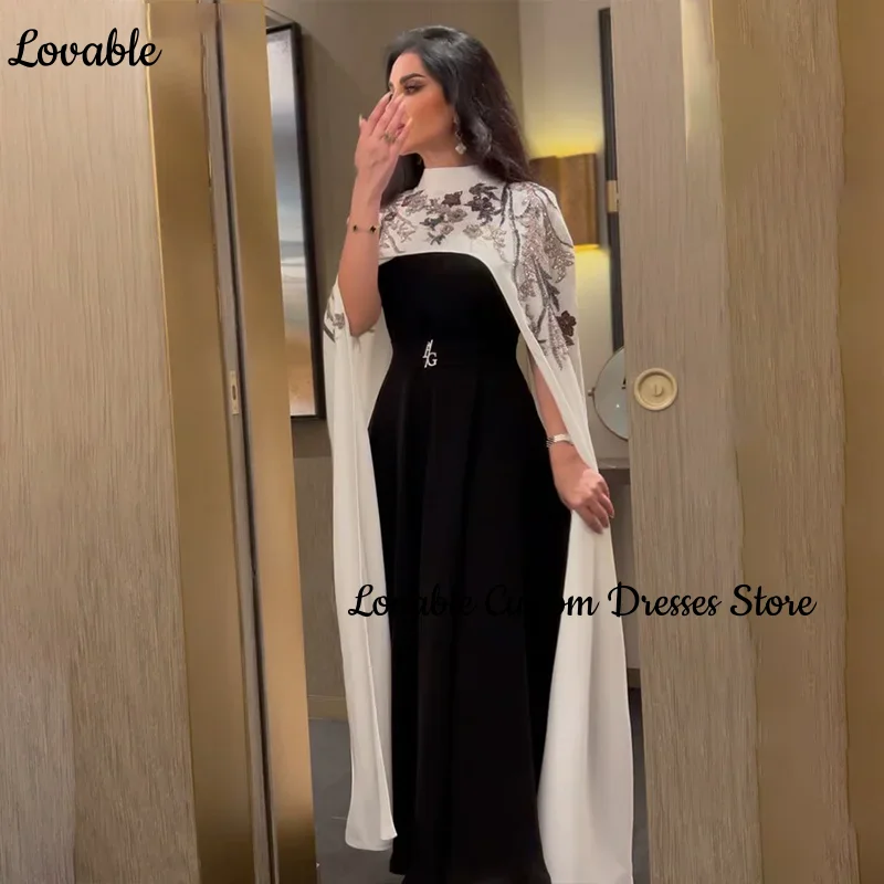 Customized Evening Dress Column Hig Scoop Neckline Floor-Length Beadings Elegant Party Dresses For Women Zipper Up Prom Dresses