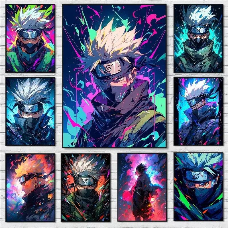 

Naruto Poster Kakashi Sasuke Itachi Uchiha Akatsuki Anime Character Canvas Painting for Modern Home Decoration Aesthetic Gift