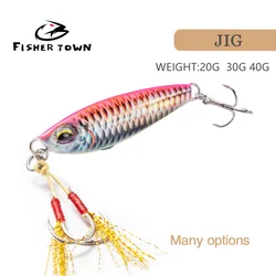Fisher Town Metal jig 20g30g40g 3D Print Laser slow jig Trout Sea Fishing Bait micro jig Sea Fishing Bait Jigging Lure Metal