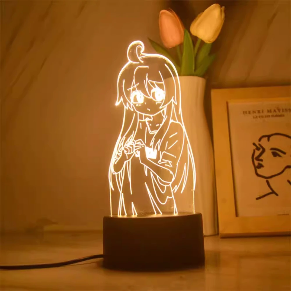 Lámpara Led 3d de Anime para niñas, luces de noche de Manga, adornos de acrílico para dormitorio, lámparas de mesita de noche con control remoto, 7/16 colores