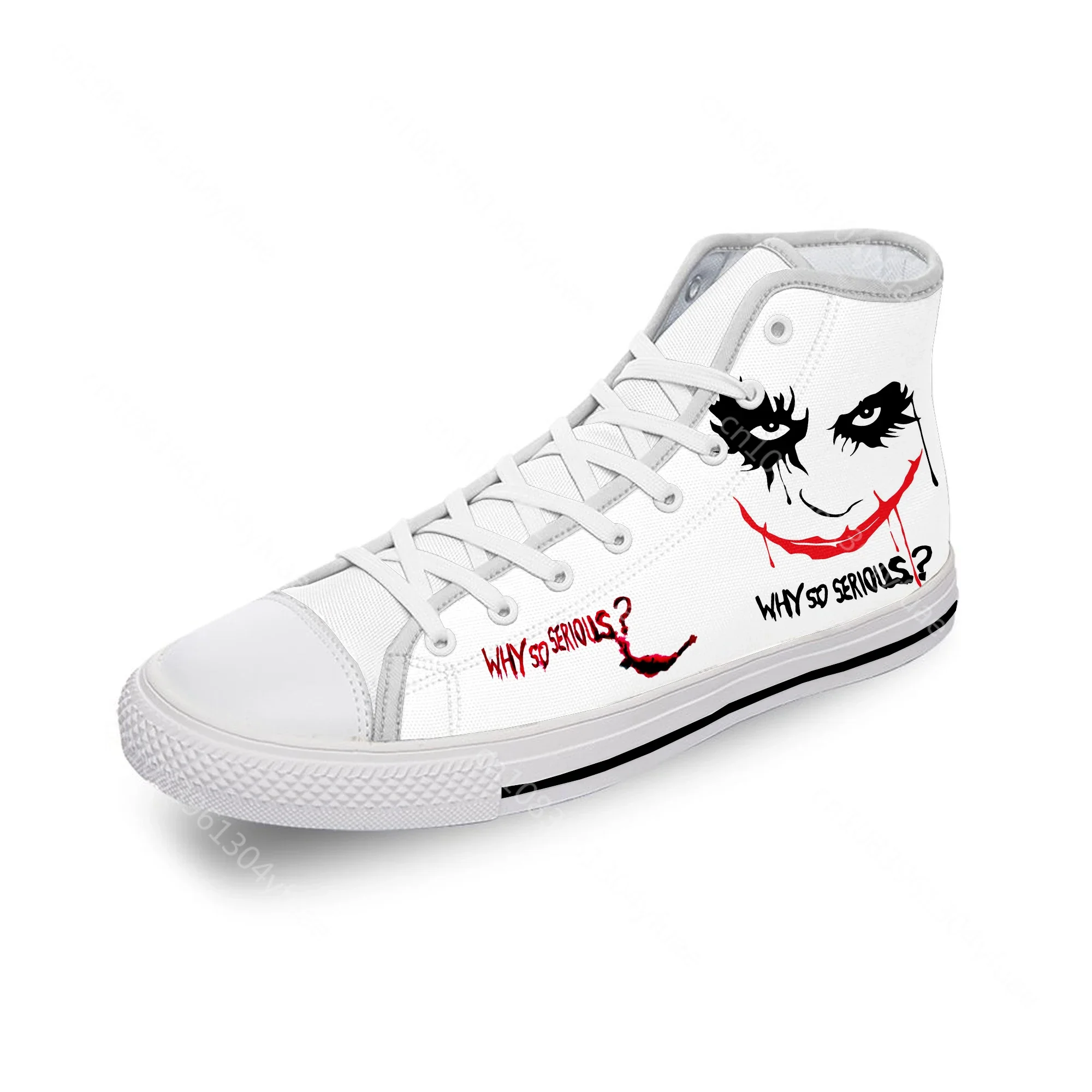 Clown joker face joke Why So Serious White Cloth 3D Print High Top Canvas Shoes Men Women Lightweight Breathable Sneakers