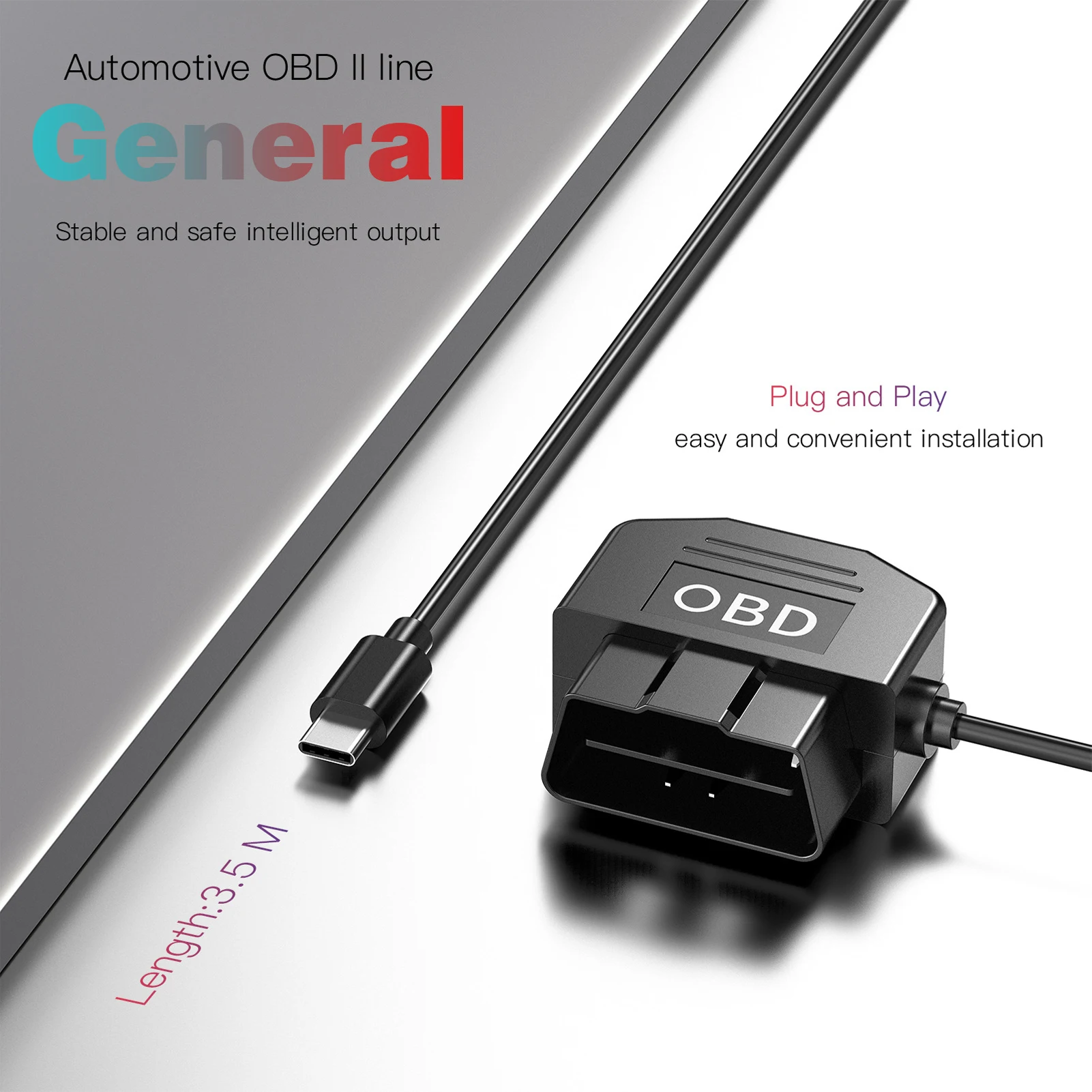 مسجل قيادة السيارة ذكي شاشة ركن السيارة obd خط تنحى ABS كابل الطاقة مجموعة الأسلاك الصلبة 12 فولت/24 فولت إلى 5V3A حماية الجهد #4