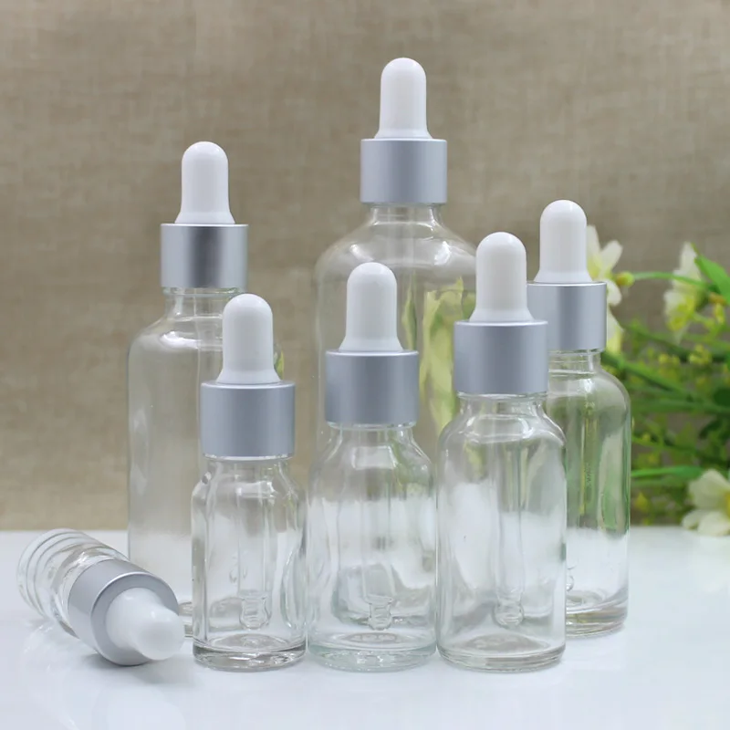 24pcs 5ml-100ml Empty Clear Glass Dropper Bottles Essential Oil Drop Aromatherapy Liquid Reagent Pipette Refillable Bottle