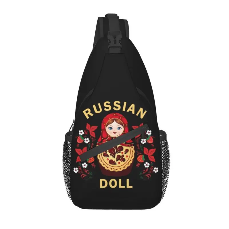 

Matryoshka Russian Doll Sling Chest Crossbody Bag Men Fashion Flowers Pattern Shoulder Backpack for Camping Biking