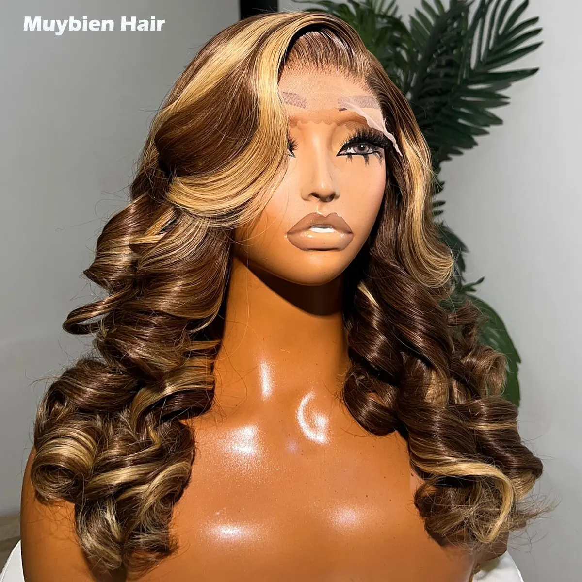 

Glueless Highlight Blonde Lace Front Wig Human Hair Bouncy Curly P4/27 Wig for Woman 13x6 13x4 HD Lace Front Highlights Wave Wig