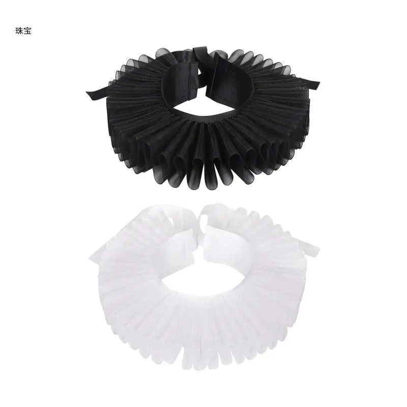 

X5QE Women Neck Ruff Collar Ruffled Collar Elizabethan Cosplay Gift