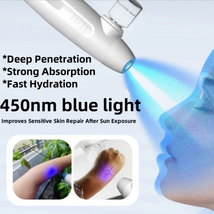 

High Pressure Spray Machine Handheld Blue Light Therapy Nano Facial Mist Sprayer for Facial Deep Hydration Home Use