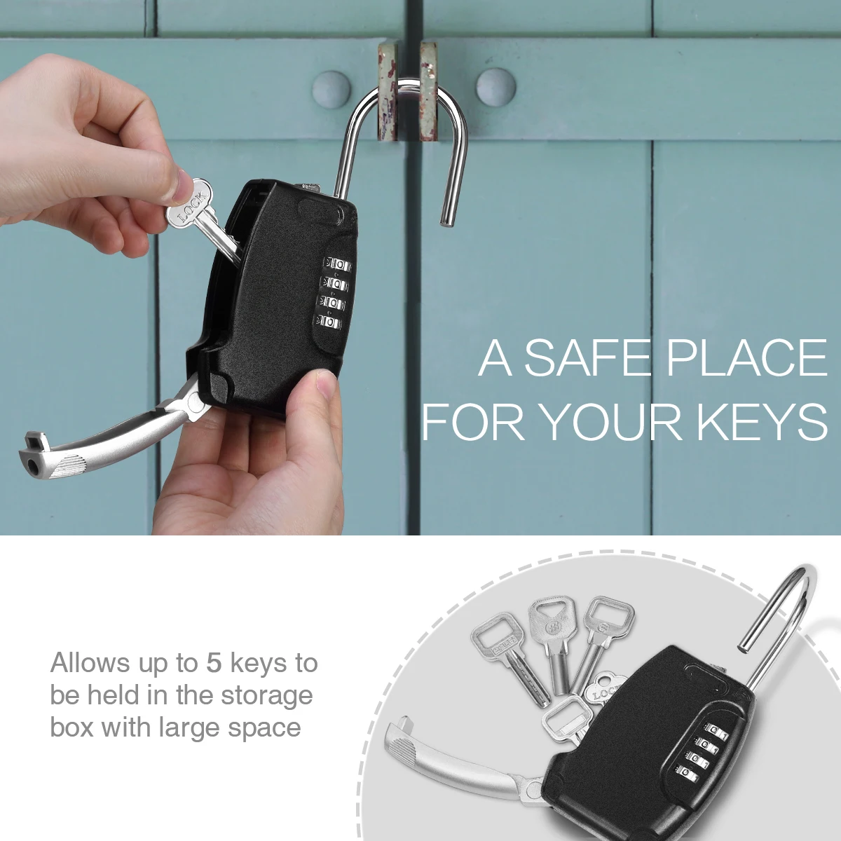 Home Lock Box 4 Digit Combination Keys Locks Wall Mounted Key Safe Storage Outdoor Waterproof Key Box