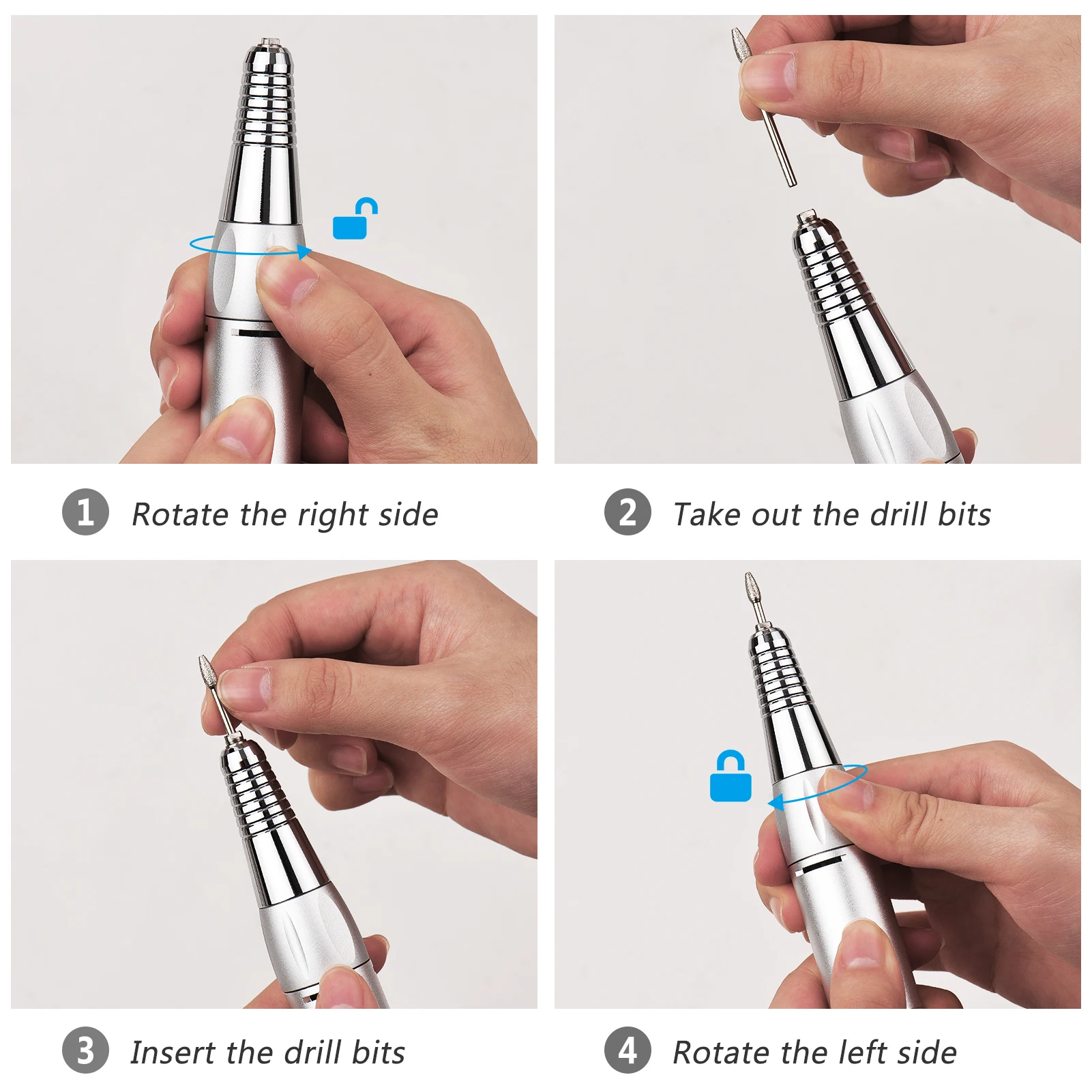 Trapano per Unghie Ricaricabile Elettrico 35000RPM Alta Velocità con Display LED e Supporto per Penna
