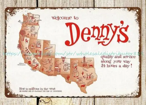 unusual wall art DENNYS restaurant western states metal tin sign