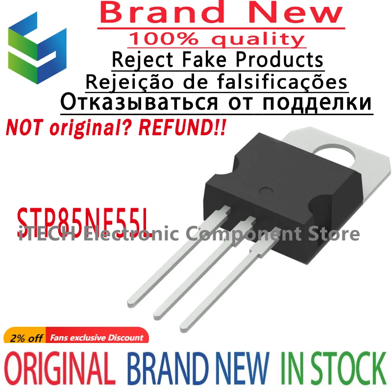 

10pcs/lot Original STP85NF55L P85NF55L TO-220 80A 55v MOS FET 100% New and Genuine