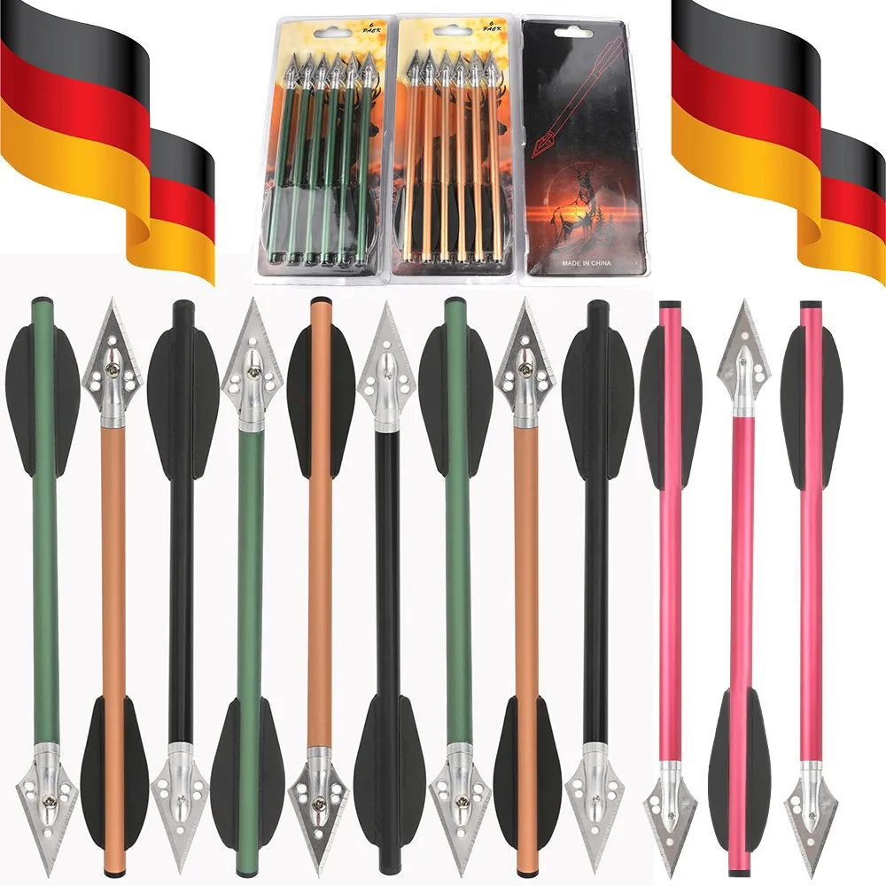 Image of 24X Armbrustbolzen 6,3 Zoll Aluminiumpfeile mit Schraubbaren Breitkopf-Metallspitzen Hohe Durchdringungskraft Schwarze Kunststoffbefiederung Geeignet für Mini-Bögen Outdoor-Jagd und