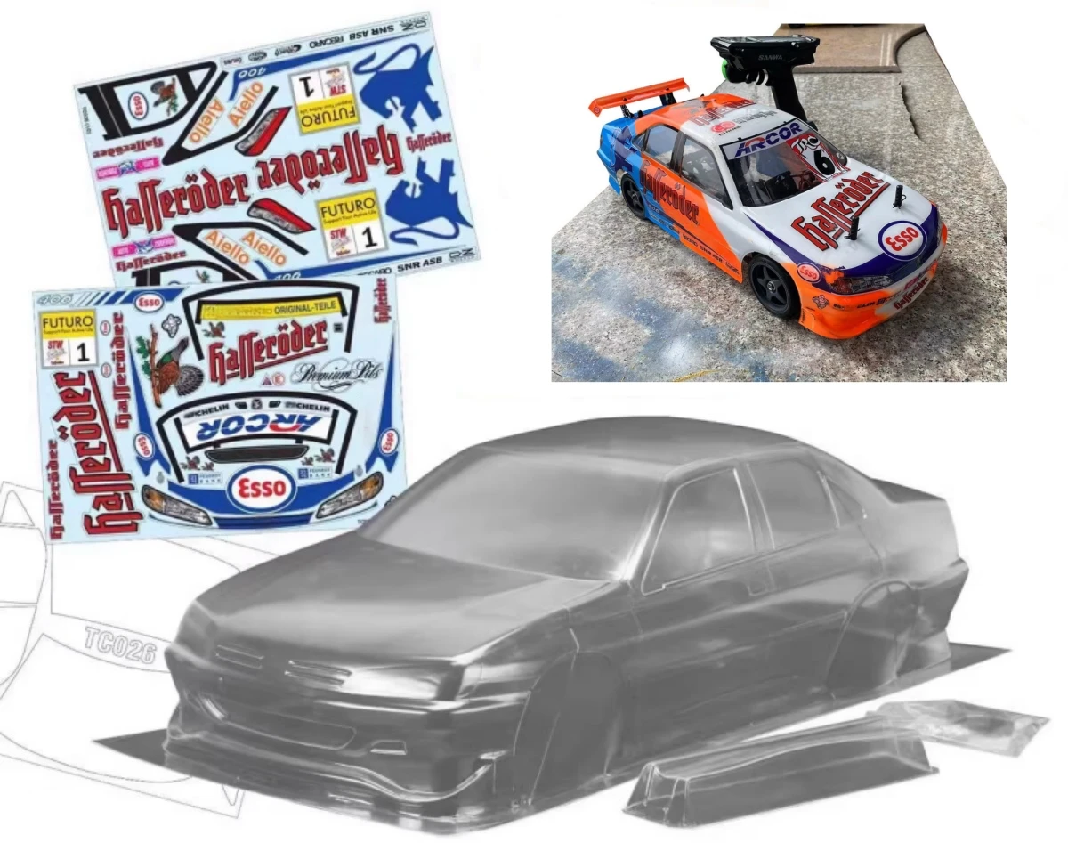 

1/10 Peugoot 406 Clear body shell. 1/10 RC Touring car. RC Drift body 190mm. 257mm Wheelbase RC Car shell. Tamiya tt02 Chassis