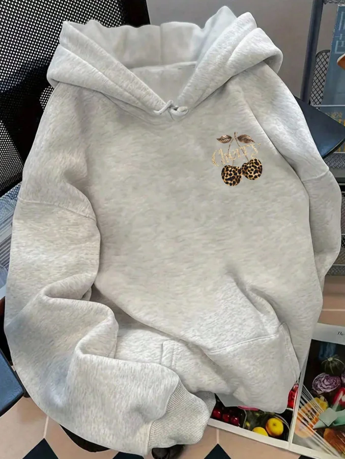 Leopard Cherry Graphic Hoodie — product information 3