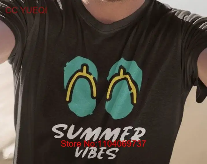 Summer Vibes T shirt Flip Flop Sleepers Beach Sea Sand Sun Swimming Summertime Camping Hiking Mood Sunshine Waves Holiday