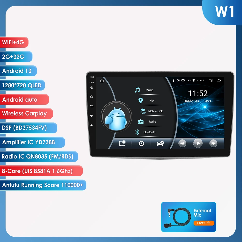 OSSURET Android 14 Autoradio Voor Alfa Romeo MiTo 955 2008-2016 Intelligent Systeem Carplay auto Multimedia Video Player GPS 6115