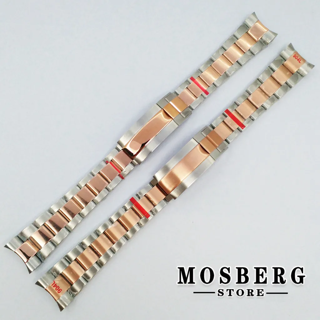 20mm Watch Strap Glide Lock Clasp 904L Stainless Steel Silver Rose Gold Fit Watches Case Accessories Parts