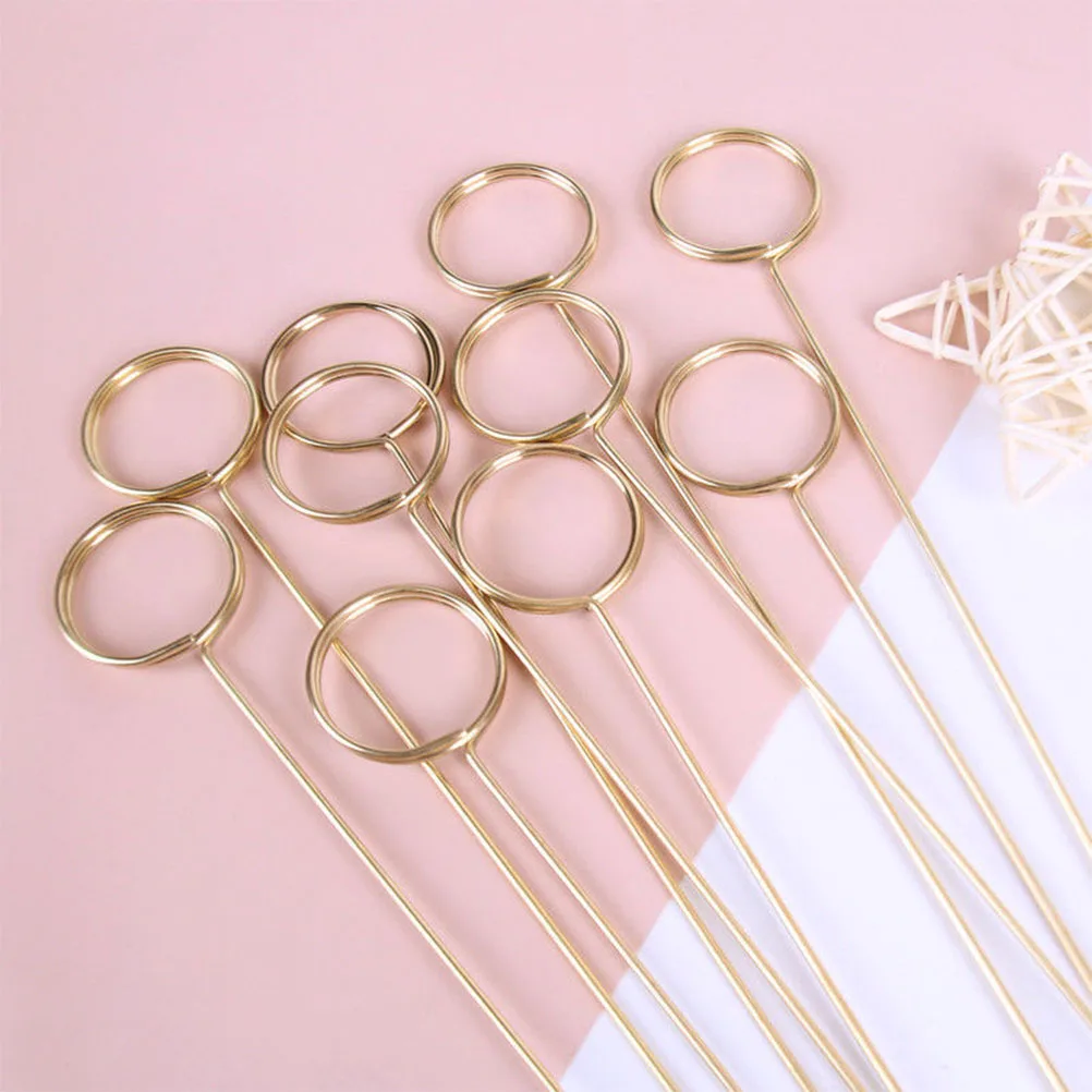 

40pcs Metal Card Holders Sticks Round Shape Photo Memo Picture Holder For Wedding Flowers Greeting Cards Valentine'S Decorations