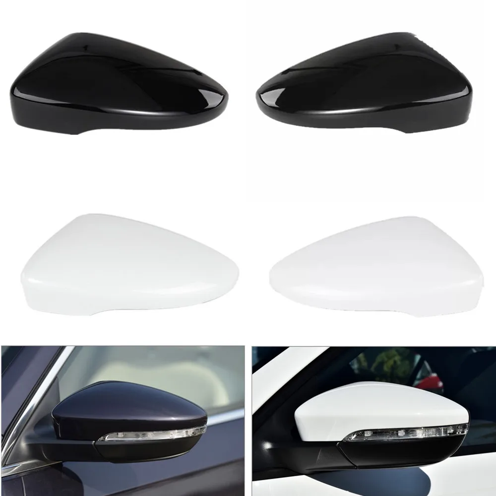 2Pcs Carbon Black&Polar White Side Wing Mirror Cover Rearview Mirror Caps Replace for VW Passat B7 CC Scirocco Jetta MK6 Beetle