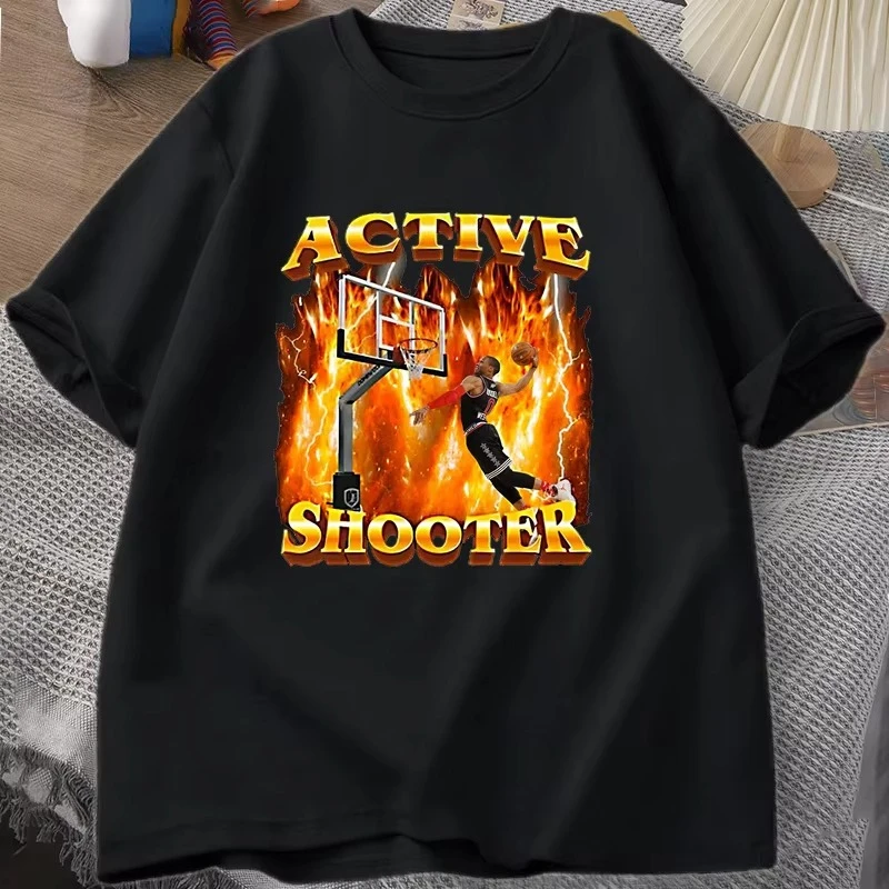 Camisetas gráficas de Active Shooter, camiseta divertida con meme, camiseta de manga corta con cuello redondo, ropa, camiseta oversize de estilo urbano