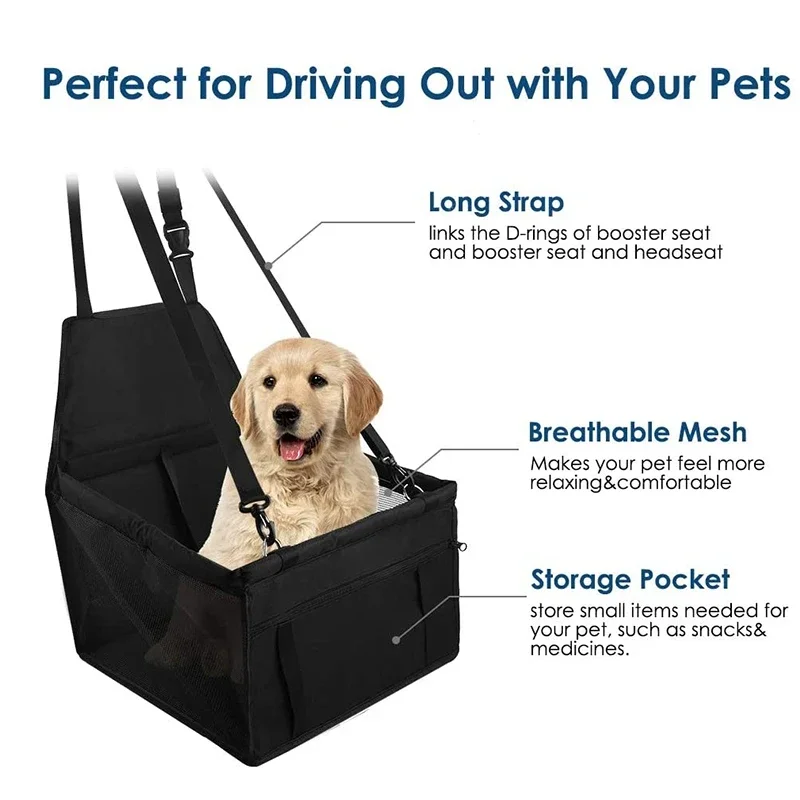 New-Pet Car Booster Seat For Small Dogs Cats Breathable Waterproof Pet Travel Carrier Bag With Safety Leash